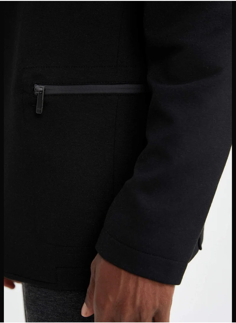 ديفاكتو Zip Up Pocketed Hooded Blazer
