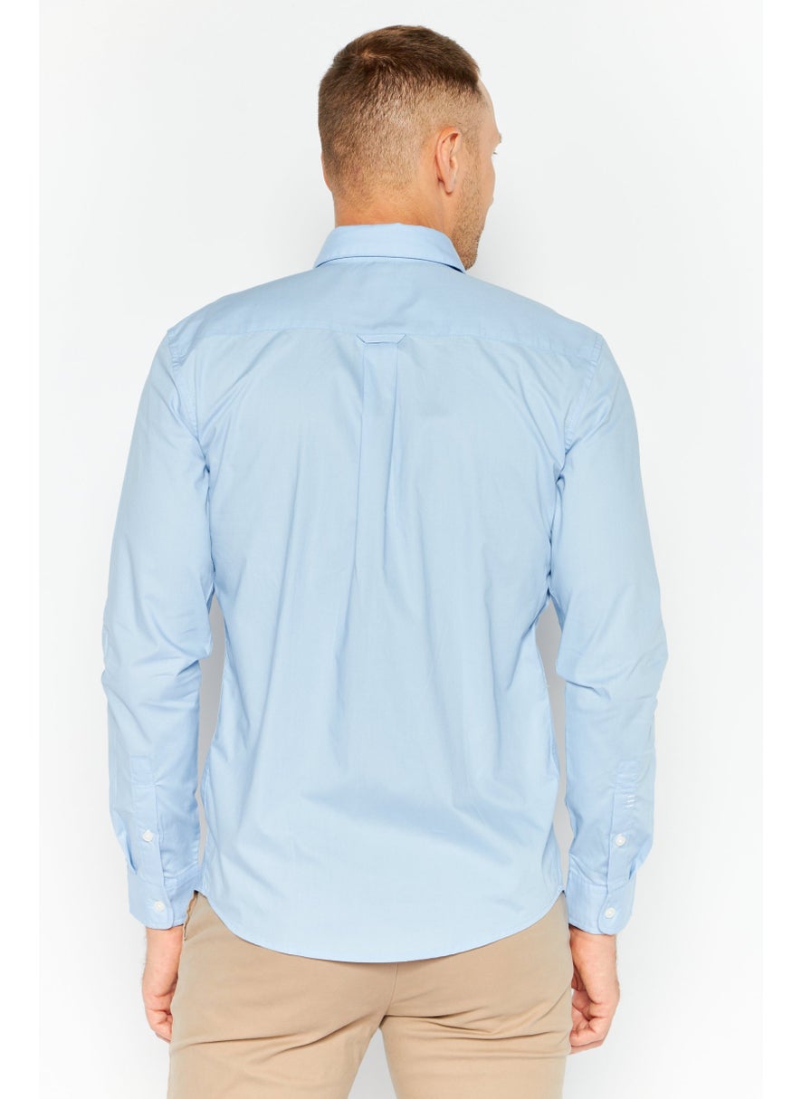 ESPRIT Men Regular Fit Embroidered Long Sleeves Casual Shirt, Blue  - Image 2