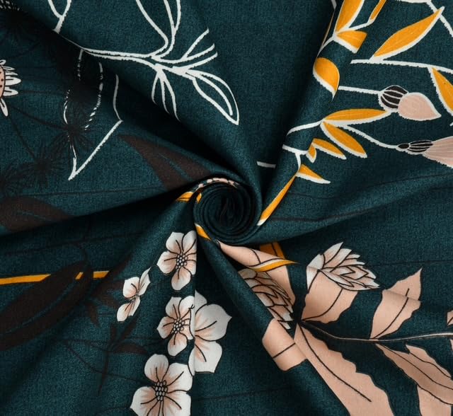 Subtlespreads XXL Premium Cotton Feel Super King Size Printed Bedsheets for Double Bed with 2 Pillow Covers - Bed Sheets for Bedroom (Dark Green Plants, Super King 108x108), 200 TC - Image 3