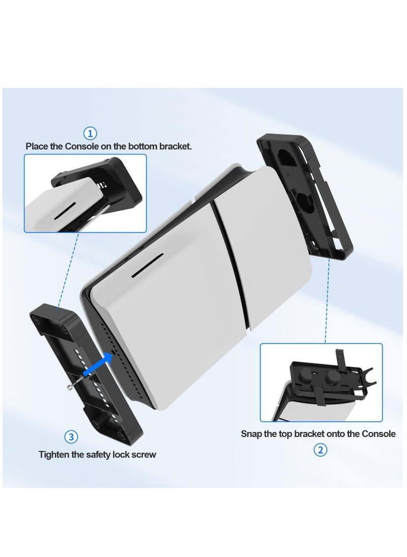 Generic - PS5 Slim Stand Vertical 2-in-1 Horizontal Vertical Stand for PS5 Slim Disc & Digital Edition Console & PS 5 VR 2 Devices Hard ABS Base Stand Holder for PS5 Slim Console (Black) - Image 1