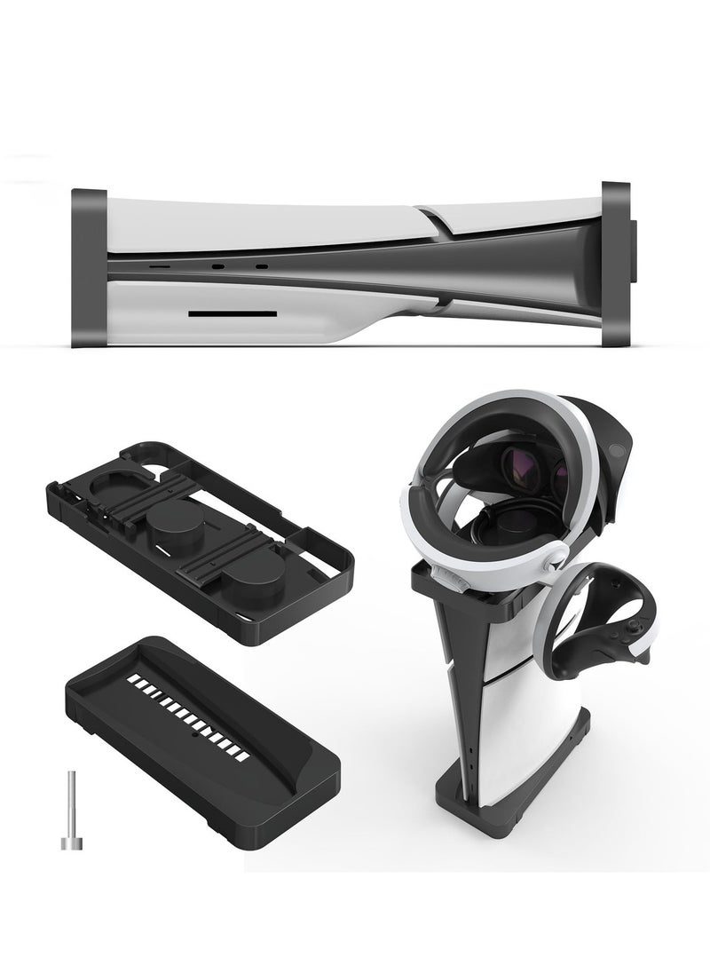 Generic - PS5 Slim Stand Vertical 2-in-1 Horizontal Vertical Stand for PS5 Slim Disc & Digital Edition Console & PS 5 VR 2 Devices Hard ABS Base Stand Holder for PS5 Slim Console (Black) - Image 1