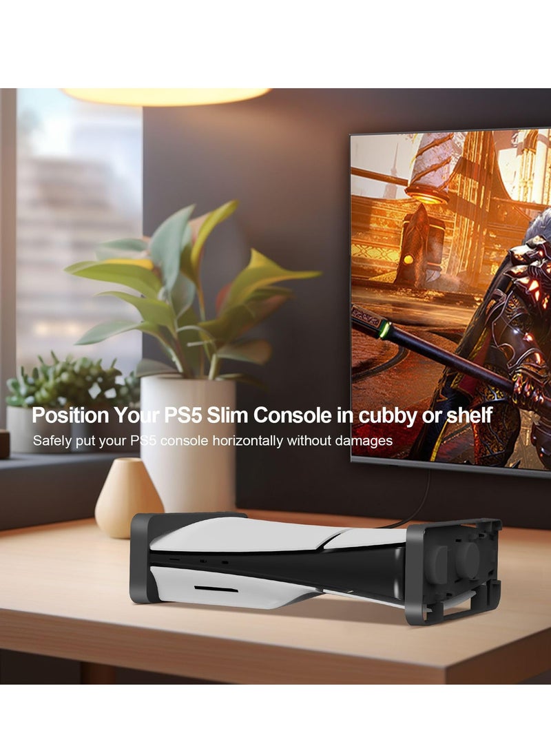 Generic - PS5 Slim Stand Vertical 2-in-1 Horizontal Vertical Stand for PS5 Slim Disc & Digital Edition Console & PS 5 VR 2 Devices Hard ABS Base Stand Holder for PS5 Slim Console (Black) - Image 1