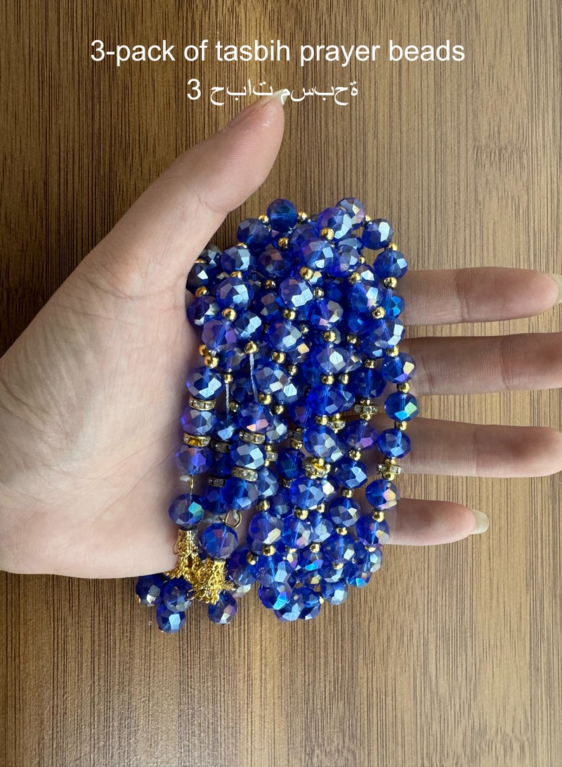 general 3 Pack/33 Imitation Crystal Prayer Beads/Tasbih/8mm - Image 1