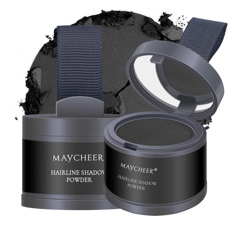 FREEORR 2Pcs Root Touch Up Hair Powder Hairline Shadow Powder for Thinning Hair and Gray Coverage 05 Black