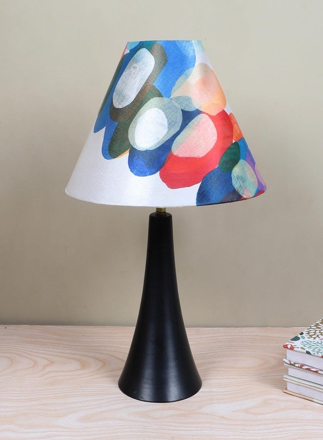 tu casa Decorative Table Lamp for Bedroom & Living Room | Black Metal Base with Abstract Fabric Shade | Warm Light Bedside Night Lamp for Home Décor & Gifting - Image 5