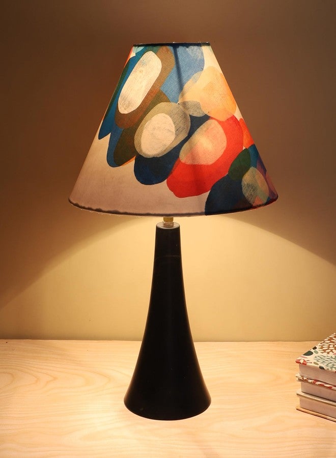 tu casa Decorative Table Lamp for Bedroom & Living Room | Black Metal Base with Abstract Fabric Shade | Warm Light Bedside Night Lamp for Home Décor & Gifting - Image 1