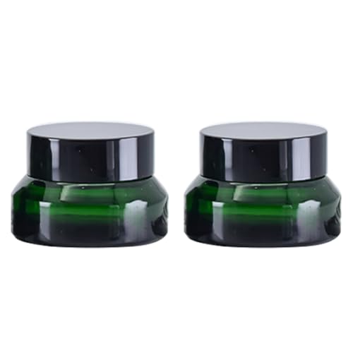 Quupy 2PCS 15ml 0.5 OZ Empty Refillable Matt Green Frosted Glass Cosmetic Jar Containers With Inner Liner Luxury Cosmetic Sample Pot BB CC Cream DIY Beauty Tools Accessories Portable Make Up Travel Bottles - Image 5