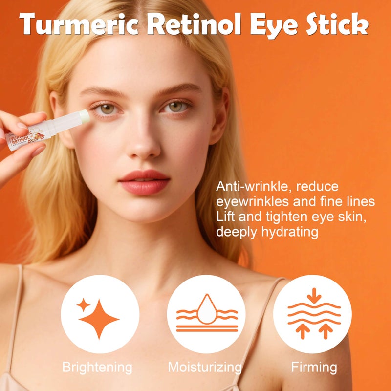 paminify Turmeric Retinol Eye Stick,Lumibalm for Under Eyes Bags,Eye Balm Moisturizes Hydrating for Dark Circle,Wrinkles,Visible Results in 3-4 Weeks,Anti Aging Retinol Cream Reduces Fine Lines - Image 3