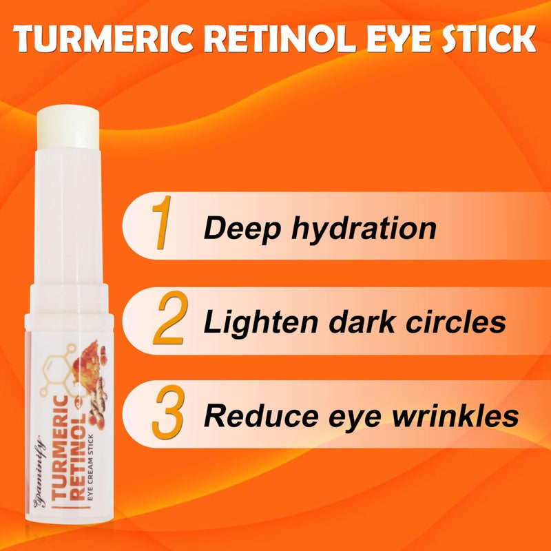 paminify Turmeric Retinol Eye Stick,Lumibalm for Under Eyes Bags,Eye Balm Moisturizes Hydrating for Dark Circle,Wrinkles,Visible Results in 3-4 Weeks,Anti Aging Retinol Cream Reduces Fine Lines - Image 2