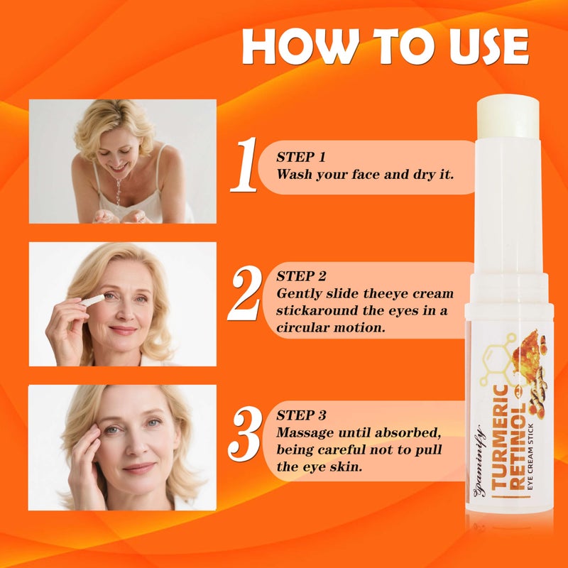 paminify Turmeric Retinol Eye Stick,Lumibalm for Under Eyes Bags,Eye Balm Moisturizes Hydrating for Dark Circle,Wrinkles,Visible Results in 3-4 Weeks,Anti Aging Retinol Cream Reduces Fine Lines - Image 5