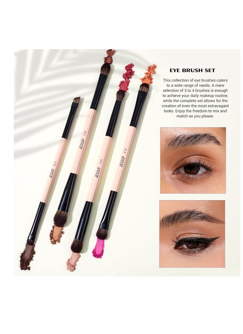 Jessup Jessup Makeup Brushes Set 7pcs Double Sided Makeup Brushes for Foundation Concealer Blush Eyeshadow Contour Bronzer Powder Blending Eyebrow Eyeliner, Cruelty-Free Make up Brushes Peach Dust T600  - Image 3