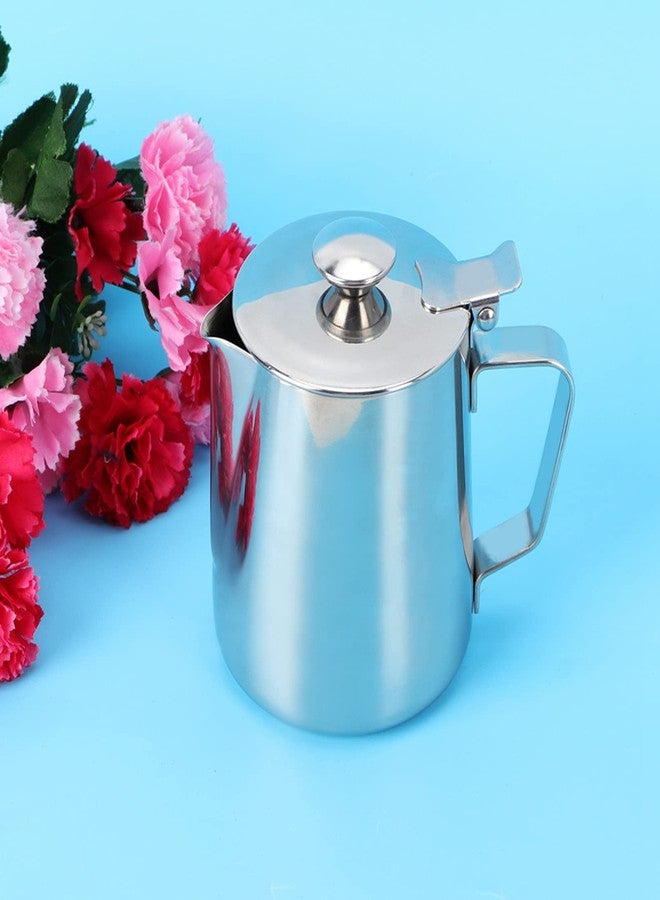 DEWIN Milk Frother Cup with Lid 350ML Milk Frothing Pitcher Milk Steamer Cup Latte Art Pitcher Stainless Steel Jug Coffee Creamer Container Creamer Dispenser with Lid for Latte Coffee Art - Image 4
