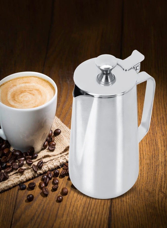 DEWIN Milk Frother Cup with Lid 350ML Milk Frothing Pitcher Milk Steamer Cup Latte Art Pitcher Stainless Steel Jug Coffee Creamer Container Creamer Dispenser with Lid for Latte Coffee Art - Image 3