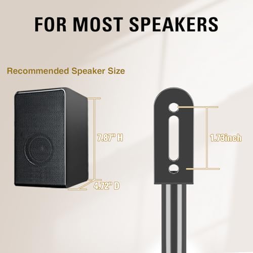 Mounting Dream Speaker Stands Pair Max 39 Height Adjustable Heavy Duty Base 11 lbs Capacity Each Set of 2 Universal Floor Stands - Image 3