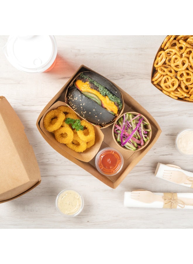 Restaurantware Bio Tek 8.4 x 6 x 3.5 Inch Burger Trays, 100 Disposable Paper Food Trays - Recyclable, Sturdy, Kraft Paper Movie Snack Trays, For Meals, Snacks, And Baked Goods  - Image 5