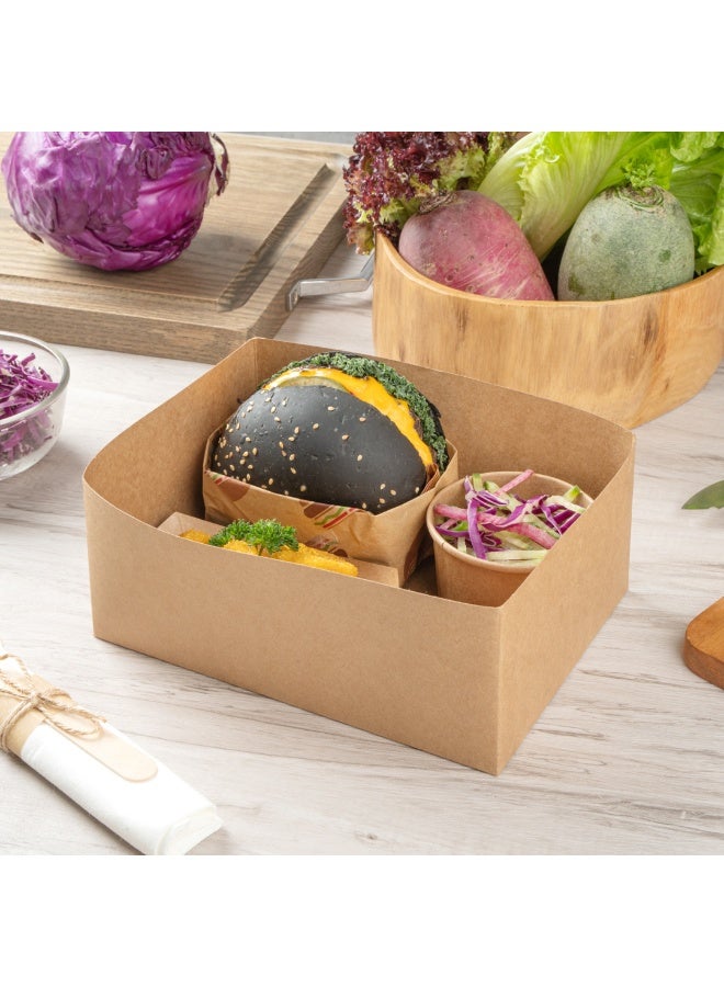 Restaurantware Bio Tek 8.4 x 6 x 3.5 Inch Burger Trays, 100 Disposable Paper Food Trays - Recyclable, Sturdy, Kraft Paper Movie Snack Trays, For Meals, Snacks, And Baked Goods  - Image 3