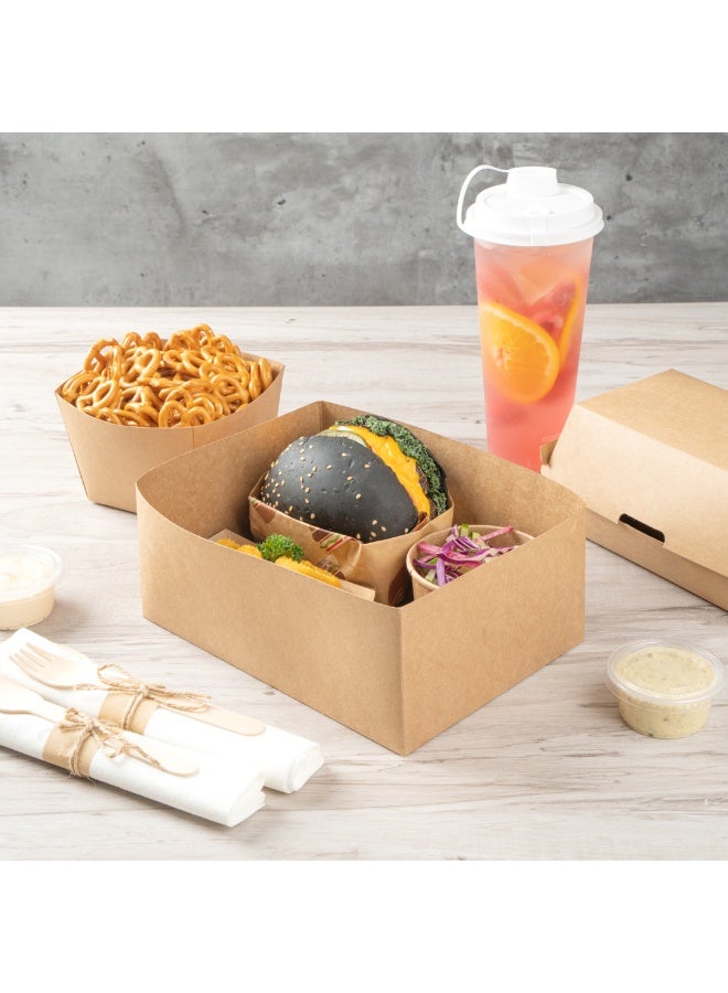 Restaurantware Bio Tek 8.4 x 6 x 3.5 Inch Burger Trays, 100 Disposable Paper Food Trays - Recyclable, Sturdy, Kraft Paper Movie Snack Trays, For Meals, Snacks, And Baked Goods  - Image 4