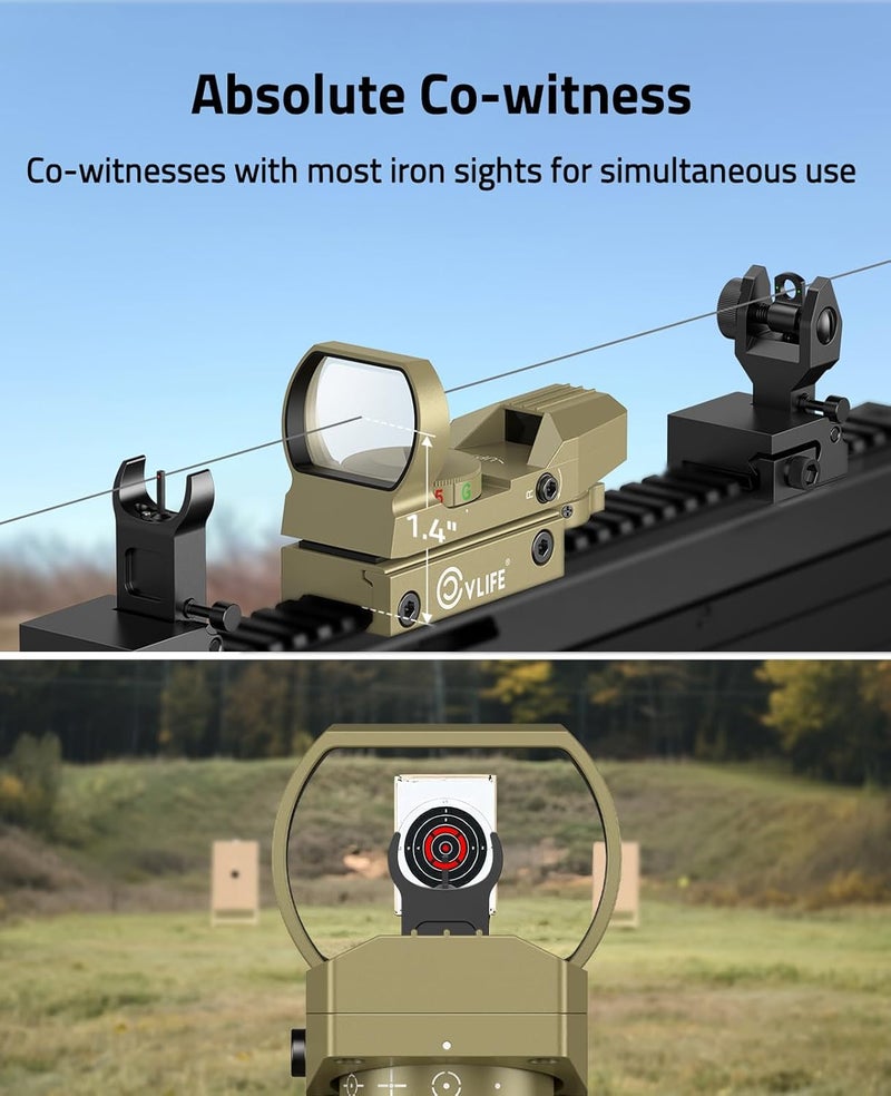 CVLIFE 1X22X33 Red Green Dot Gun Sight Scope Reflex Sight with 20mm Rail - Image 3