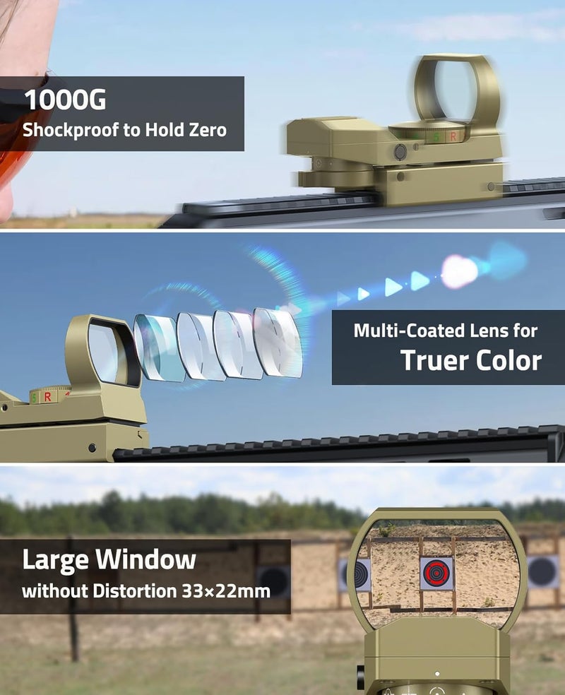 CVLIFE 1X22X33 Red Green Dot Gun Sight Scope Reflex Sight with 20mm Rail - Image 4