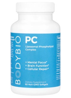 BodyBio PC Liposomal Phospholipid Complex 60 Non-GMO Softgels 
