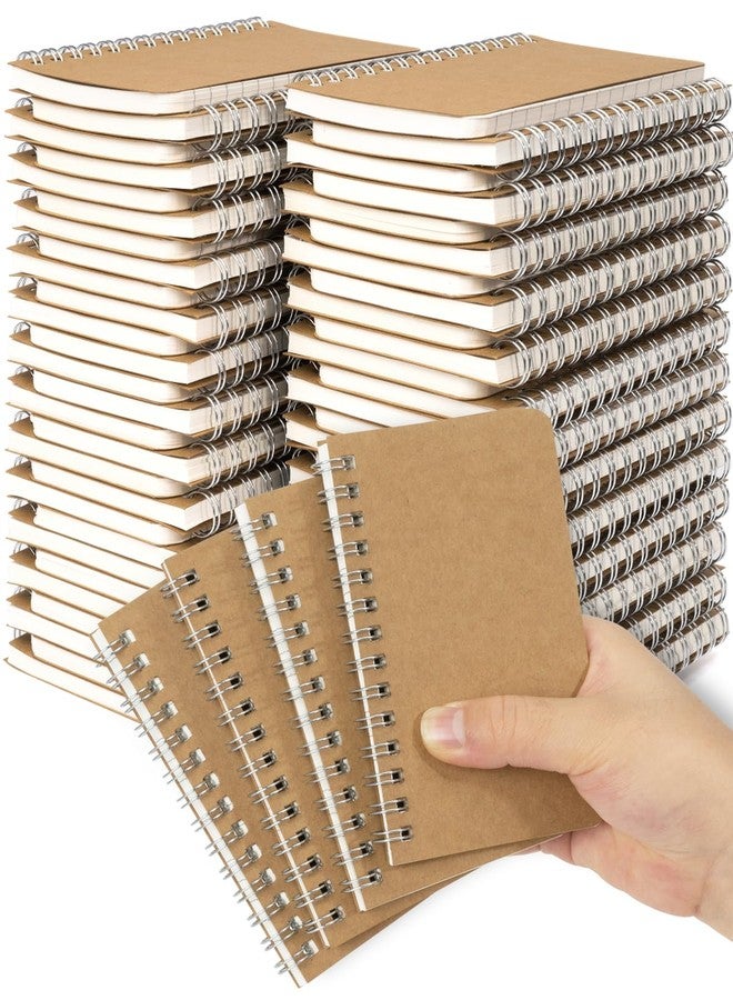 Dynta Pocket Notebooks Mini Notepads 3x5 Bulk, 60 Packs Lined Memo Pads, Small Spiral Notebooks Kraft Cover for Home, School, Office, Men, Women, Kids (60 Sheets/120 Pages) - Image 1