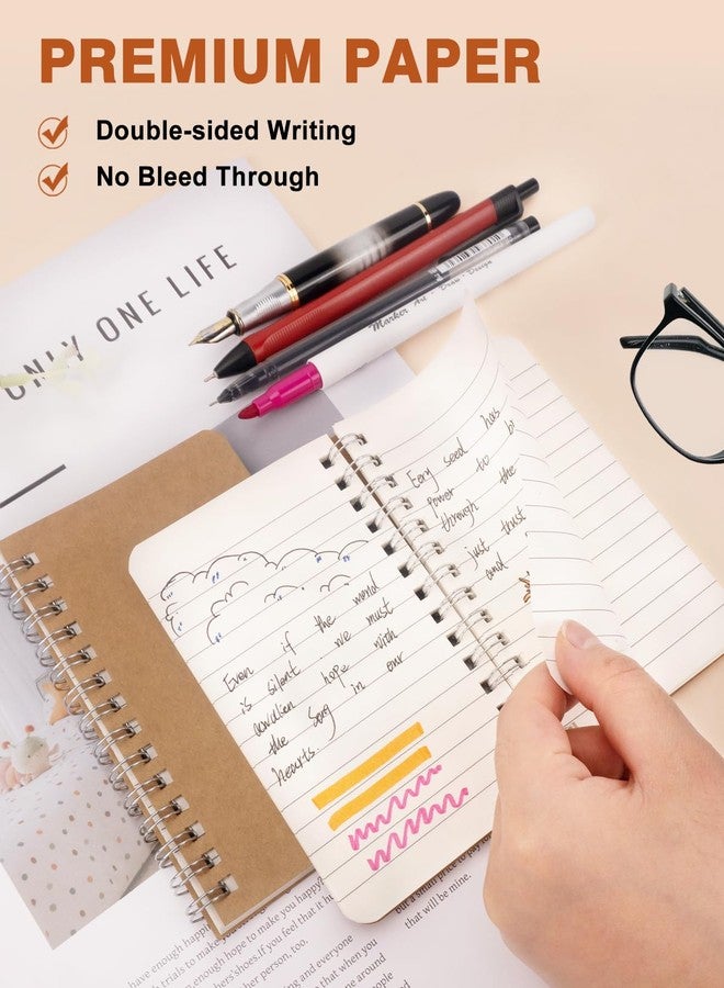 Dynta Pocket Notebooks Mini Notepads 3x5 Bulk, 60 Packs Lined Memo Pads, Small Spiral Notebooks Kraft Cover for Home, School, Office, Men, Women, Kids (60 Sheets/120 Pages) - Image 4