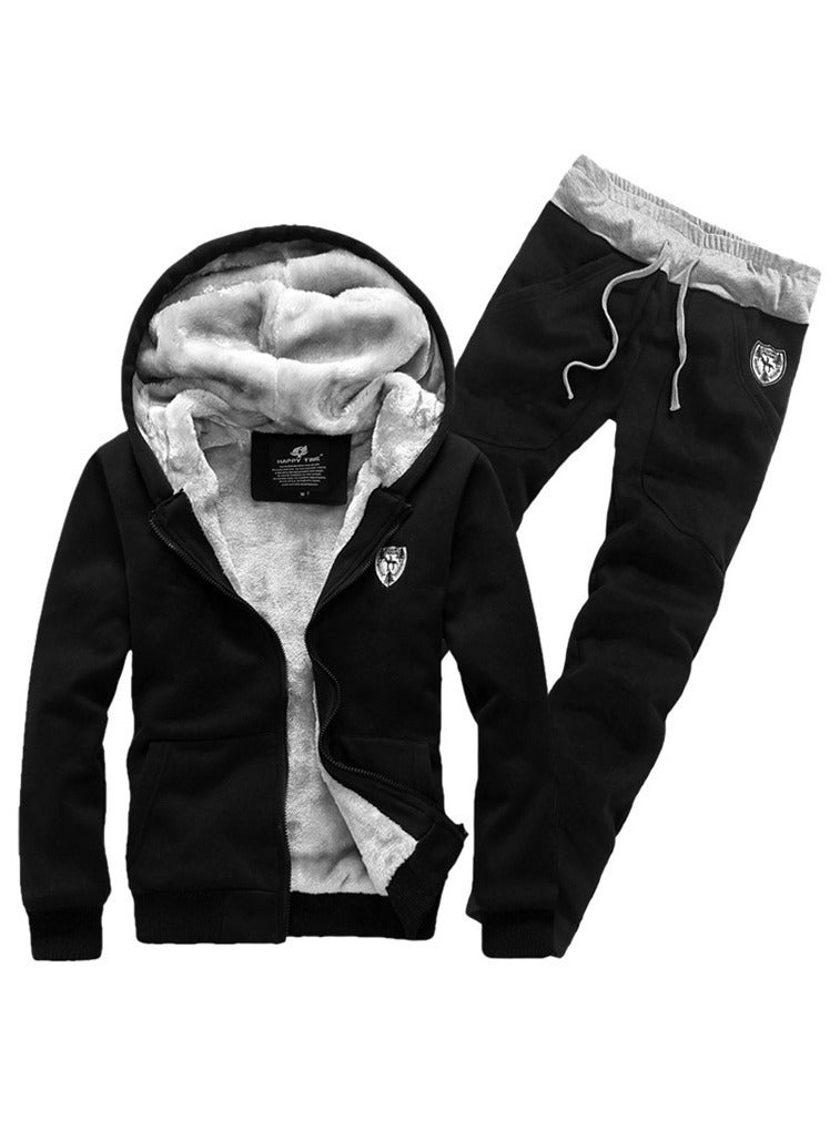 NIBEMINENT Winter Thicken Sweater Suits Cardigan Top And Drawstring Trousers Casual Loose Clothing Sets  - Image 1