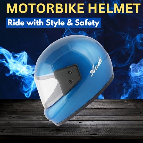 Sage Square Audi Full Face Clear Visor Helmet | ISI Certified | High Standard Safety | Extra Comfort & Stylish (Medium, Blue Glossy) - Image 2