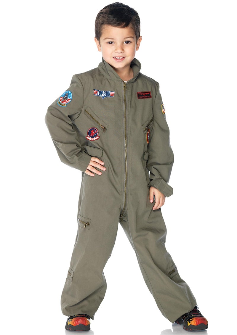 Leg Avenue boys Top Gun Movie Flight Suit Cute Family Halloween Onesie for Kids Adult Sized Costumes Khaki Small US