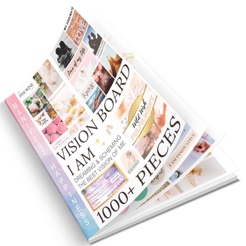 EggSun Vision Board Supplies with 1200+ Images & Quotes Collage Magazine Book, Wall Clip Art Scrapbook Journal Kit for Vision Board Making Beginners Women Men Teen Girls Coquette Room Decors (Pink) - Image 1