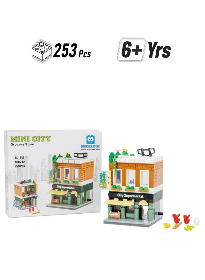 Brick Loot Exclusive Mini City Grocery Store Custom Designed 253 Pcs Model Compatible With Major Block Brands Fun And Creative Boys And Girls Building Set - Image 1