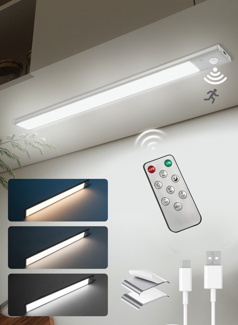 نكومي مصباح خزانة LED بطول 30 سم مع جهاز تحكم عن بعد، مصباح LED مغناطيسي قابل لإعادة الشحن أسفل الخزانة، مصابيح مستشعر حركة قابلة لإعادة الشحن، 3 درجات حرارة ملونة، مصابيح خزانة LED لاصقة إضاءة قابلة لإعادة الشحن أسفل شريط الإضاءة - Image 1