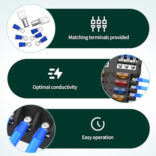 DaierTek 12 Way Fuse Block, 12 Volt Blade Fuse Block with LED Indicator 12 Circuit Fuse Box 12V ATO/ATC Marine Fuse Panel 24V with Waterproof Cover Fuse Terminals for Automotive Boat Car RV - Image 5