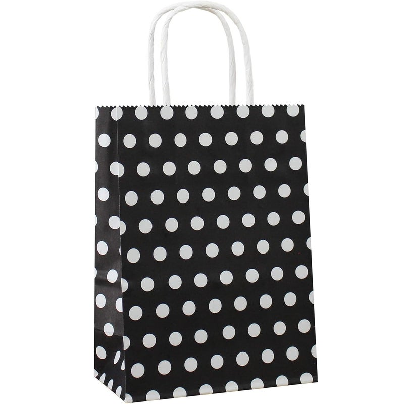Aakriti Paper Rakhi Gift Bags with Handles Polka Dot Paper Party Favor Bags for Kids Birthday Baby Shower Wedding Festivals Holiday Party Gift Bags Polka Dot Black (10 x8x3 Inch Pack of 25, Black) - Image 5