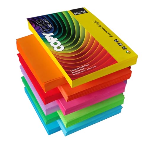 BRUSTRO Copytinta Mixed Bright Colour Craft Paper| A4 Size | 80 GSM | Pack of 40 Sheets (10 colors x 4 sheets)|Double Side Colored, Ideal for Origami, Scrapbooking, Making Card, DIY Art & Craft. - Image 2