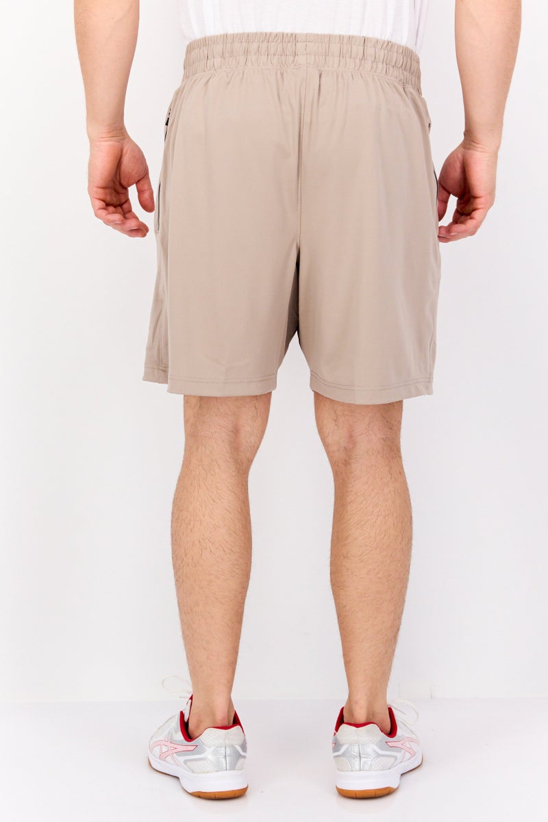 Legend Men Sportswear Fit Drawstring Training 7 Inseam Shorts, Light Tan  - Image 3