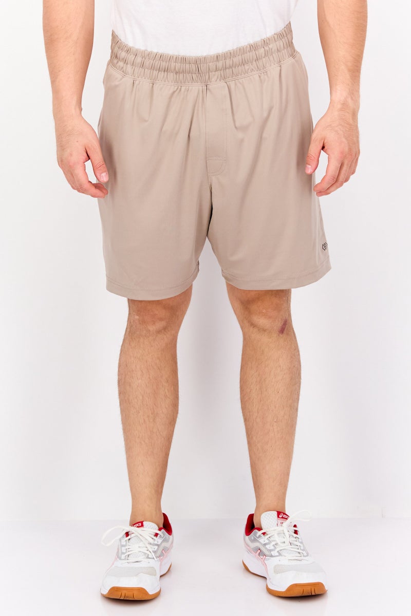 Legend Men Sportswear Fit Drawstring Training 7 Inseam Shorts, Light Tan  - Image 1