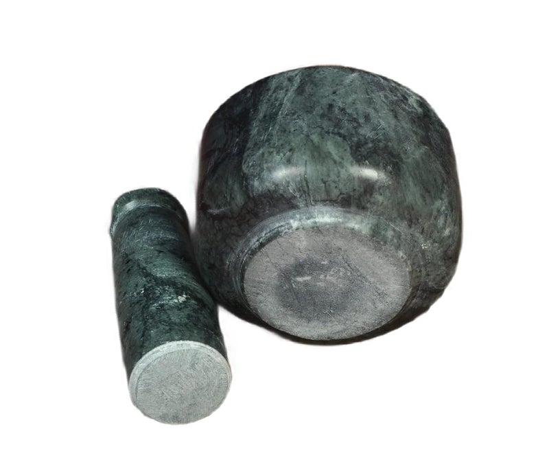 RSPTJM RJ kitchenware Store imam dasta okhali and masher okhali and musal motor and pestle marble Green Marble Mortar and Pestle Sets Ayurvedic medicine crusher bowl ceramic porcelain masher for Home - Image 4