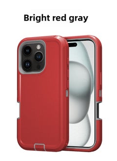 For Iphone 16promax Three-proof Mobile Phone Case Iph16plus Anti-drop Mobile Phone Case Hot Sale-Color:red Gray-Applicable Model:For Iphone16Plus Single Chassis