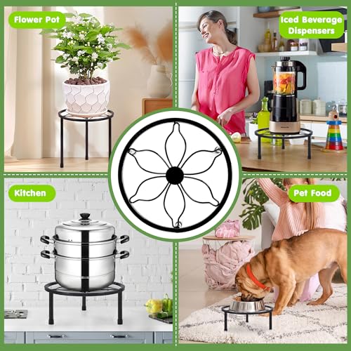 VECELO Metal Plant Stands Set of 5, Multiple Heavy Duty Flower Pot Stand, Round Plant Holder, Black - Image 5