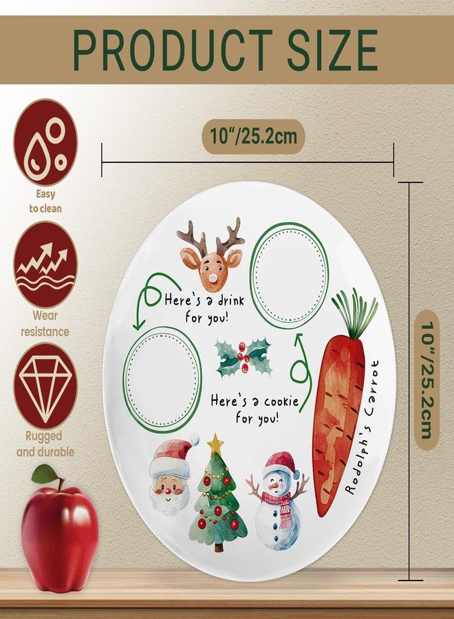 Viynran 10" Santa Cookie Melamine Plate – Round Christmas Tray for Snacks, Milk, and Carrots, Cute Santa Treat Platter for Xmas Eve, Decorative Serving Board for Holiday Parties (2 Pieces) - Image 2
