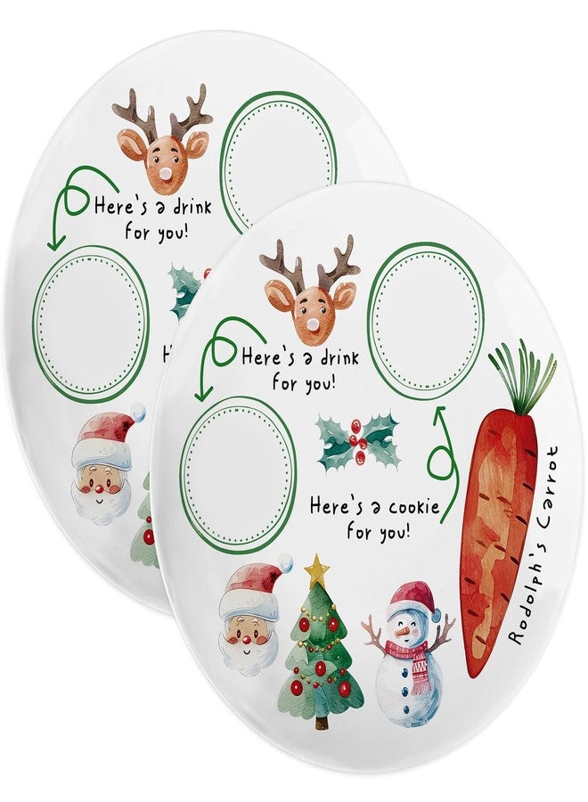 Viynran 10" Santa Cookie Melamine Plate – Round Christmas Tray for Snacks, Milk, and Carrots, Cute Santa Treat Platter for Xmas Eve, Decorative Serving Board for Holiday Parties (2 Pieces) - Image 1