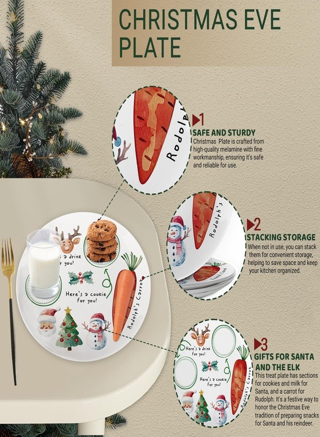 Viynran 10" Santa Cookie Melamine Plate – Round Christmas Tray for Snacks, Milk, and Carrots, Cute Santa Treat Platter for Xmas Eve, Decorative Serving Board for Holiday Parties (2 Pieces) - Image 3