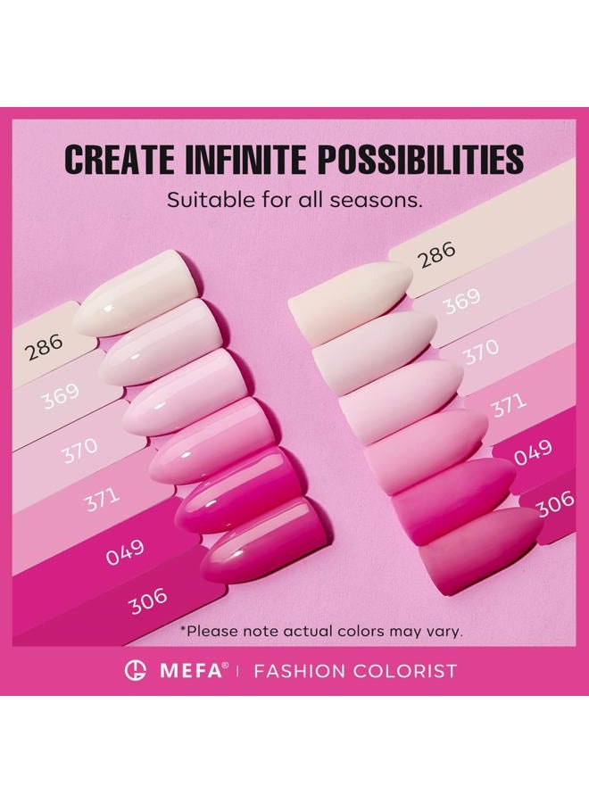 MEFA Pink Gel Nail Polish Set 6 Colors, Hot Pink Shades Spring Neon Light Bright Magenta Electric Tones Craze Nail Art Design at Home DIY Easter Decorations Manicure Kit Gifts for Women - Image 4