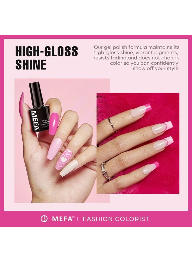 MEFA Pink Gel Nail Polish Set 6 Colors, Hot Pink Shades Spring Neon Light Bright Magenta Electric Tones Craze Nail Art Design at Home DIY Easter Decorations Manicure Kit Gifts for Women - Image 3