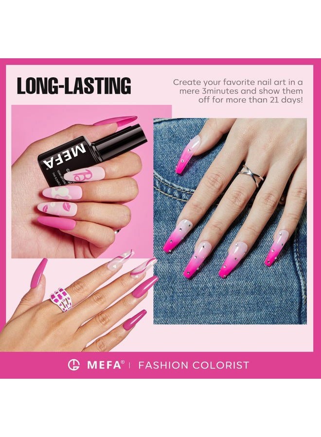 MEFA Pink Gel Nail Polish Set 6 Colors, Hot Pink Shades Spring Neon Light Bright Magenta Electric Tones Craze Nail Art Design at Home DIY Easter Decorations Manicure Kit Gifts for Women - Image 2