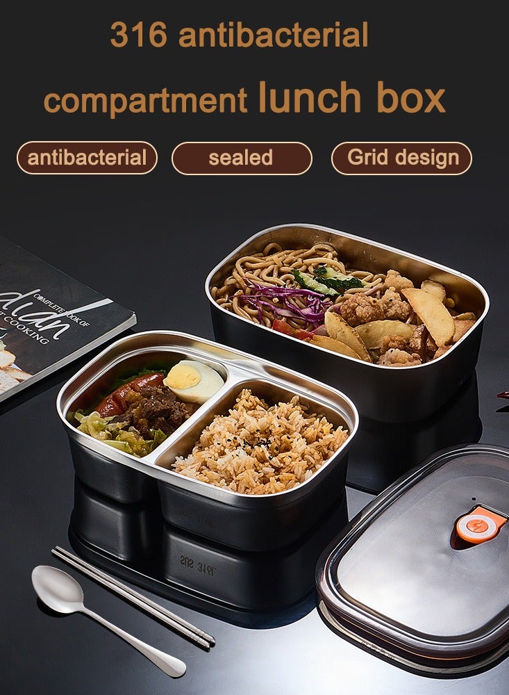 Aideli Lunch Box Set of 2, 316 Stainless Steel Bento with Storage Bag, Leakproof Airtight Containers 1.2L + 1.7L for School, Work, Picnic - Image 2