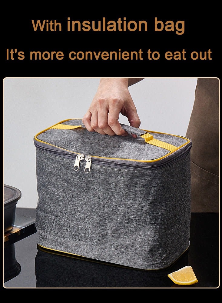 Aideli Lunch Box Set of 2, 316 Stainless Steel Bento with Storage Bag, Leakproof Airtight Containers 1.2L + 1.7L for School, Work, Picnic - Image 3