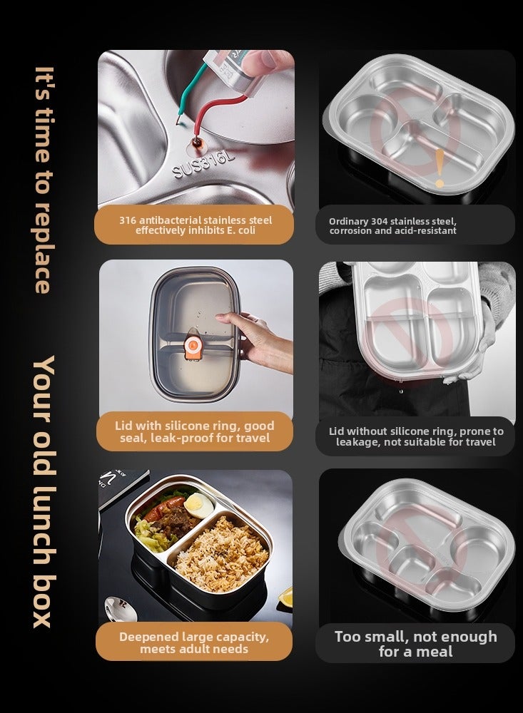 Aideli Lunch Box Set of 2, 316 Stainless Steel Bento with Storage Bag, Leakproof Airtight Containers 1.2L + 1.7L for School, Work, Picnic - Image 4