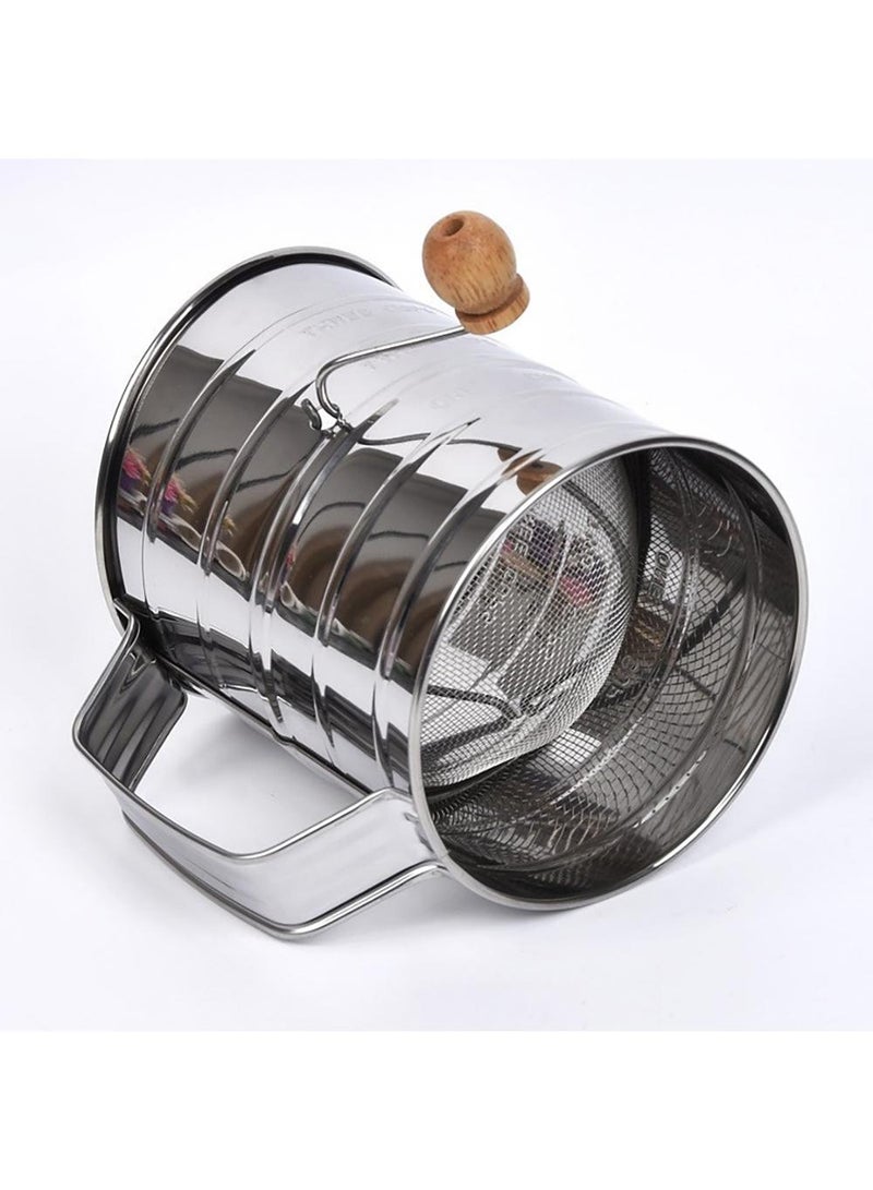 Sweet seven منخل دقيق فعال للخبز | يدوي دوار بشبكة دقيقة | هيكل من الفولاذ المقاوم للصدأ | تنقية سريعة للكعك والتوابل | محرك حلقي للقوام - Image 5